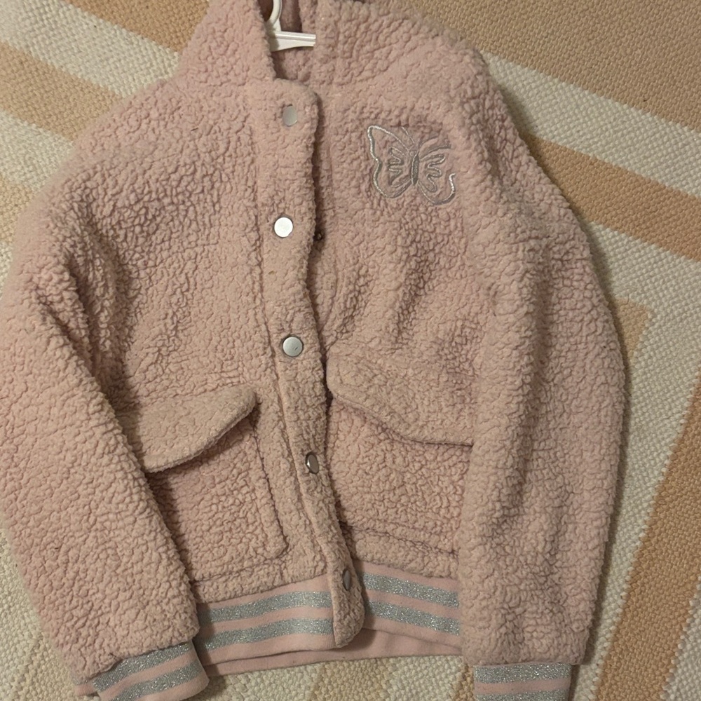 Cozy Pink Kids Jacket with Butterfly Design